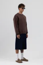 Basic Crew Neck Oversize Sweatshirt, Coffee
