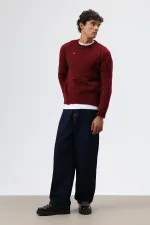 Pull oversize en maille à motifs, bordeaux