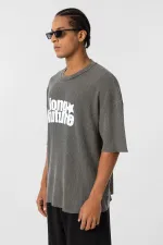 T-shirt oversize en maille délavée, couleur vison