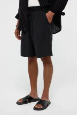Oversize Modal Kumaş Bermuda Şort Siyah