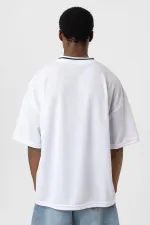 Baskılı Oversize Forma Tişört Beyaz