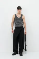 Barrel Fit Tailored Pantolon Siyah