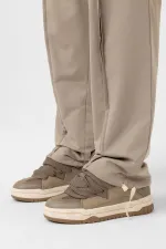 Baskılı Stoper Paça Eşofman Takım Vizon