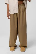 Baggy Fit Kumaş Pantolon Haki