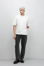 Yan Dikiş Detaylı Baggy Jean Gri