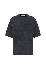 Yıkamalı Oversize Tişört Siyah