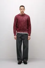 Soft Textured Oversize Knit Sweater Burgundy