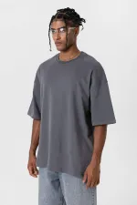 T-shirt basique oversize à col rond anthracite