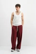 Baggy Fit Eşofman Alt Bordo