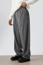 Baggy Fit Fabric Trousers Anthracite