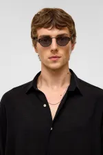 Oversize Uzun Kollu Keten Gömlek Siyah