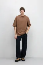 Dikiş Detaylı Relaxed Fit Jean Koyu Mavi