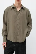 Chemise oversize en modal kaki
