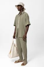 Basic Oversize Ottoman Takım Haki