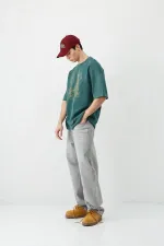 Yıkamalı Baskılı Oversize Tişört Nefti