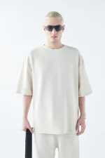 Oversize Basıc Triko Eşofman Takım Kemik