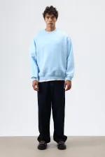 Sweat-shirt basique oversize délavé bleu ciel