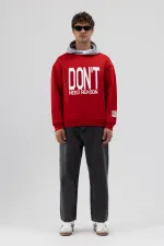 Sweat-shirt oversize rouge imprimé bicolore