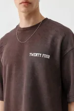 T-shirt oversize imprimé, couleur café