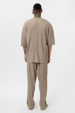 Basic Oversize Crew Neck Ottoman Suit, Mink