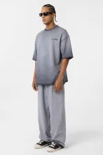 Yıkamalı Oversize Eşofman Takım Gri