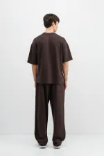 Modal Karışımlı Oversize Tişört Kahve