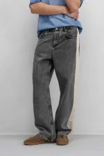 Yan Şeritli Baggy Fit Jean Antrasit