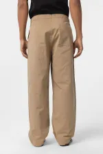 Baggy Fit Gabardine Trousers Tan