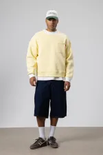 Bisiklet Yaka Cep Detaylı Oversize Sweatshirt Sarı