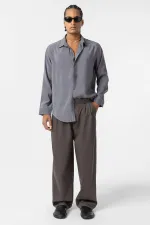 Oversize Modal Kumaş Gömlek Gri