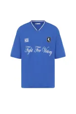 Baskılı Oversize Forma Tişört Saks