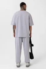 Ensemble de survêtement basique oversize à poignets élastiqués, gris peint