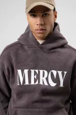 Card Detail Washed Oversize Sweatshirt Coffee