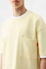 Kısa Kollu Oversize Cepli Tişört Sarı