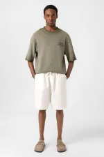 T-shirt oversize en maille délavée kaki