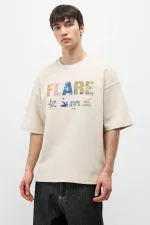 Baskılı Oversize Tişört Taş