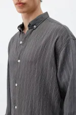 Chemise rayée oversize anthracite
