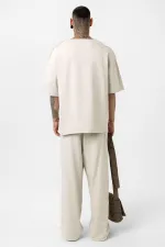 Etiket Detaylı Oversize Eşofman Takım Buz Grisi