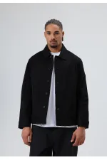 Boxy Fit Gabardin Ceket Siyah