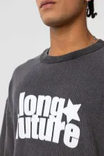 T-shirt oversize en maille délavée noire