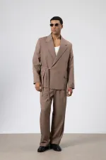 Costume oversize ceinturé, vison