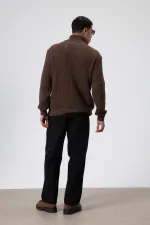 Oversize Triko Boğazlı Kazak Vizon