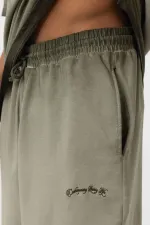 Yıkamalı Oversize Eşofman Takım Açık Haki