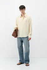 Chemise oversize jaune en modal