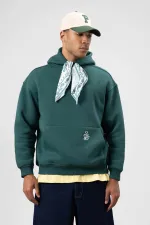 Oversize Hooded Sweatshirt with Scarf Detail, Navy Blue