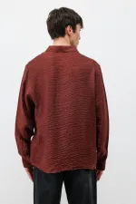 Chemise oversize texturée bordeaux