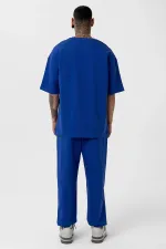 Paça Lastikli Basic Oversize Eşofman Takımı Saks