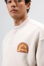 Oversize Crew Neck Printed Sweatshirt Stone