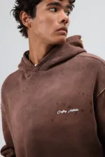 Yıkamalı Oversize Eşofman Takım Kahve