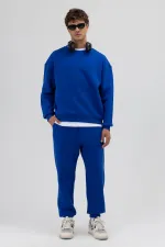 Basic Sweatpants with Elasticated Cuffs, Navy Blue